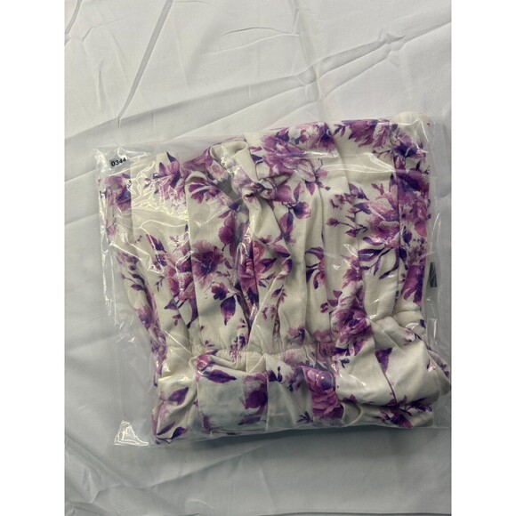 Do Be One Piece Womens Size Small Rompers Strapless Purple White Pleated NWT - Picture 6 of 7